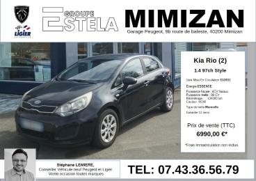 SPOTICAR Kia Rio 1.4 97ch Style Occasion - Citadine Essence Noir - Mimizan - 1203936002_1
