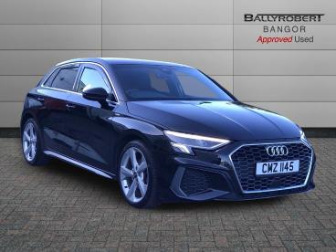 SPOTICAR Audi A3 1.0 Tfsi 30 S Line Sportback S Tronic Euro 6 (s/s) Used Car - Saloon Petrol Black - Bangor - 1200581908_1