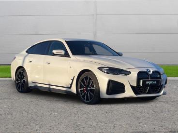 SPOTICAR Bmw I4 40 83.9kwh M Sport Gran Coupe Auto Edrive 5dr Used Car - Saloon Electric White - Selby - 1200567318_1