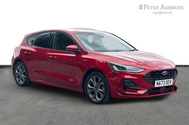SPOTICAR Ford Focus 1.0t Ecoboost Mhev St-line Edition Euro 6 (s/s) 5d Used Car - Saloon Petrol Red - Castleford - 1200602342_1