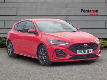 SPOTICAR Ford Focus 1.0t Ecoboost Mhev St-line Dct Euro 6 (s/s) 5dr Used Car - Saloon Hybrid Red - Barnsley - 1200631521_1