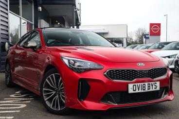 SPOTICAR Kia Stinger 2.0 T-gdi Gt-line S Gran Turismo Auto Euro 6 (s/s) Used Car - Saloon Petrol Red - Leamington - 1200584373_1