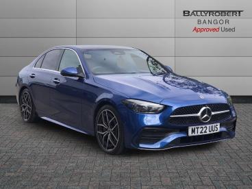 SPOTICAR Mercedes C Class Classe C 2.0 C300h Mhev Amg Line (premium Plus) G-tronic+ E Used Car - Saloon Hybrid Blue - Bangor - 1200595509_1