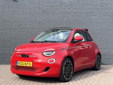 SPOTICAR Fiat 500 500c La Prima 42 Kwh Soh 95,6% | Stoelverwarming | Cabr Tweedehands - Stadsauto Elektrisch Rood - Hengelo - 1200302786_1