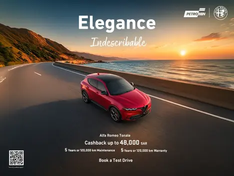 Drive Alfa Romeo Tonale & enjoy up to 48,000 SAR cashback!