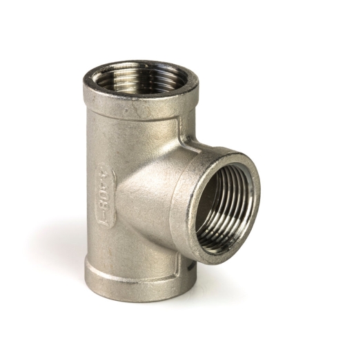 RVS 316L T-stuk 90° 3x binnendraad 1" - Nr. 130