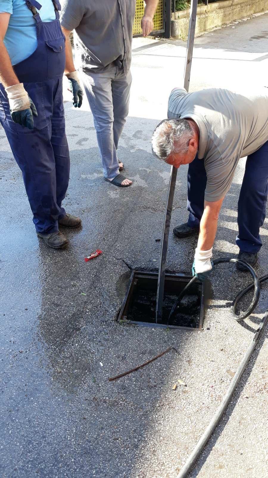 U ulici Patriotske lige: MAŠINSKO  ČIŠĆENJE  I  PROČEPLJENJE  SLIVNIKA