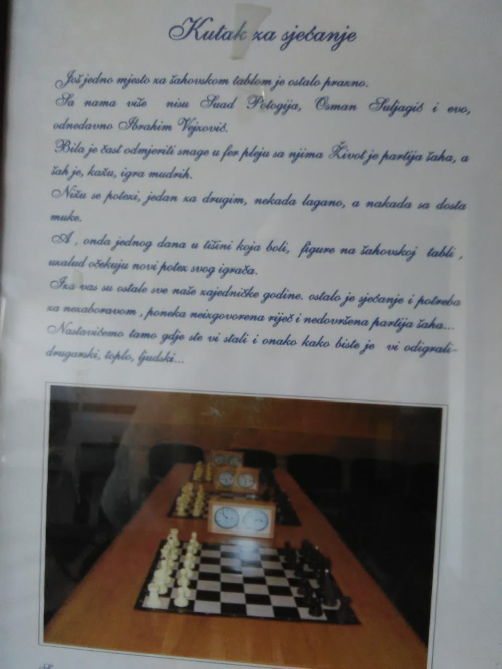 Povodom obilježavanja 132 godine Sarajevskog vodovoda:   ODRŽAN TRADICIONALNI MEMORIJALNI ŠAHOVSKI TURNIR