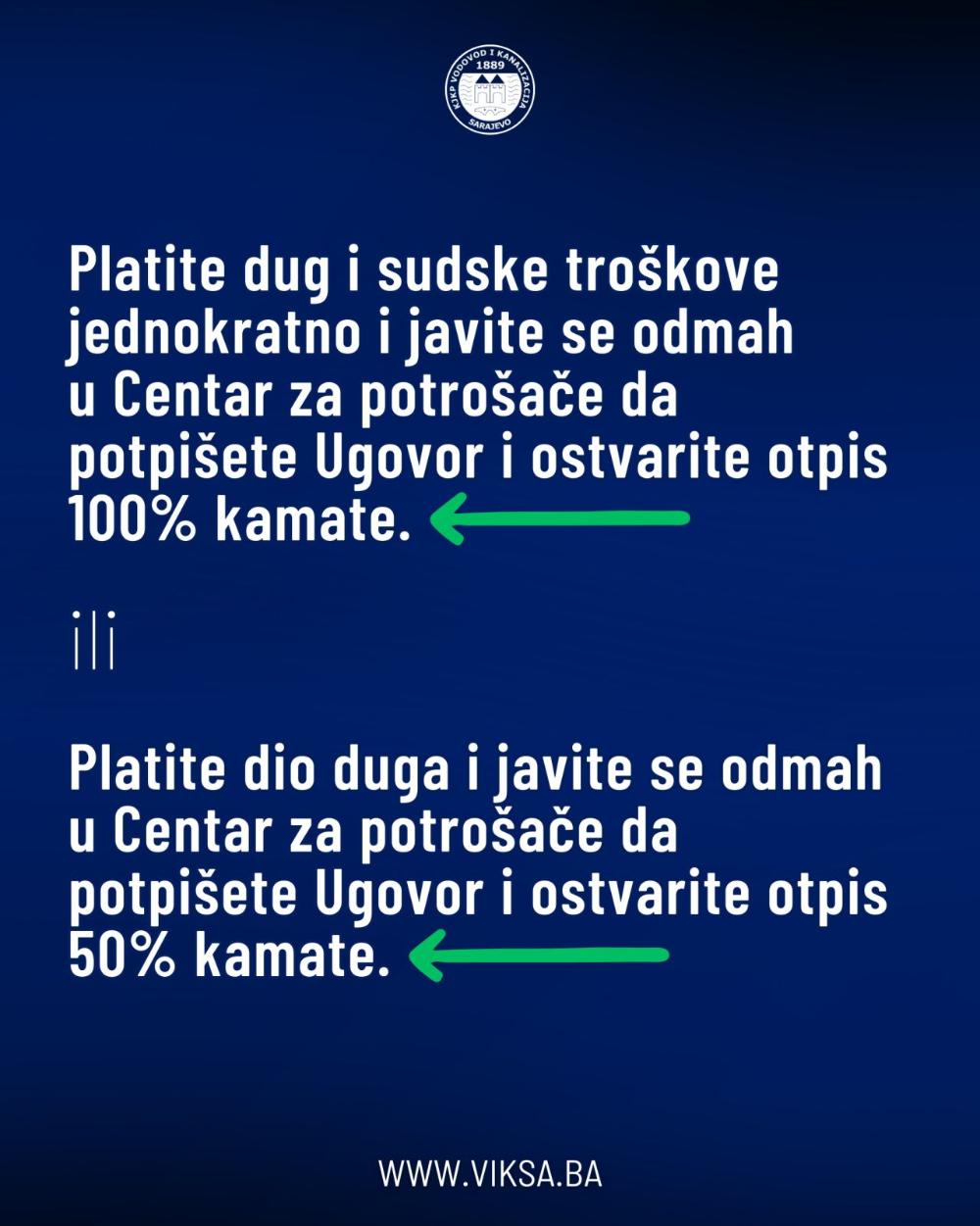 Pozivamo korisnike da iskoriste mogućnost izmirenja duga uz otpis dijela ili cijele kamate