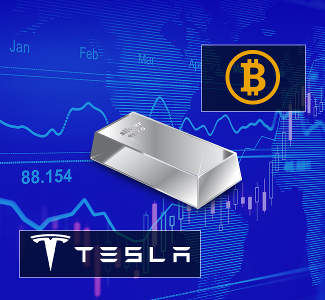 Bitcoin, Tesla, Silver