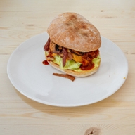 Cookoomela mushroom melt burger