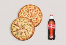 2 Κανονικές πίτσες & 1 Coca - Cola 1.5lt από 18,10€