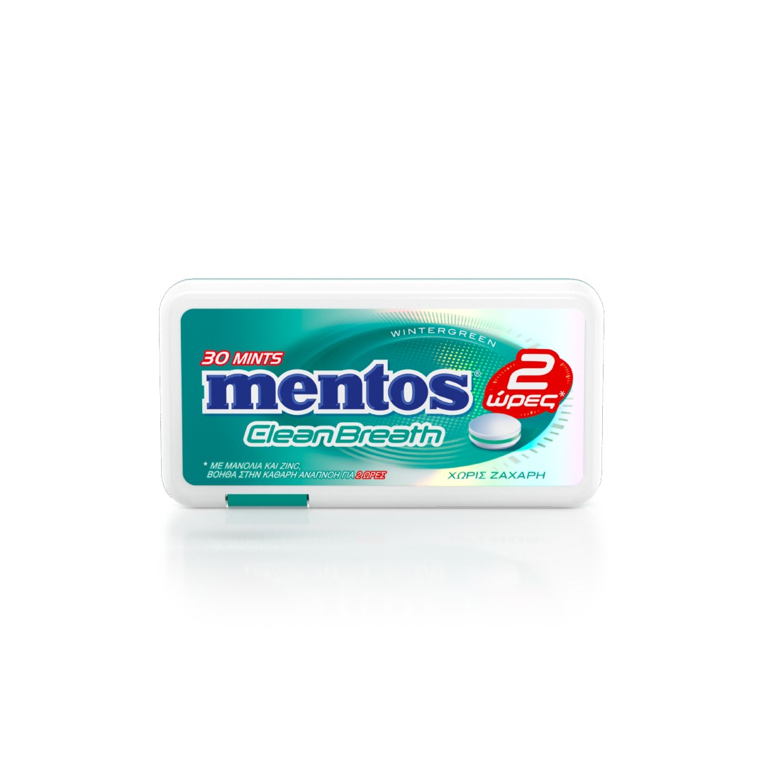 ΚΑΡΑΜΕΛΕΣ MENTOS CLEAN BREATH 2hrs WINTERGREEN ΧΩΡΙΣ ΖΑΧΑΡΗ