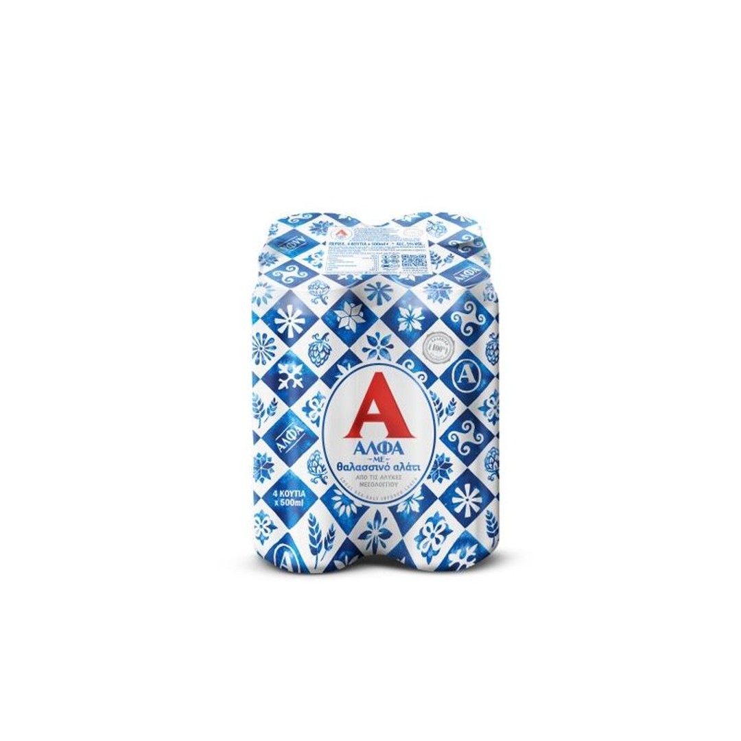 ΑΛΦΑ ΜΠΥΡΑ ΜΕ ΘΑΛΑΣΣΙΝΟ  ΑΛΑΤΙ ΚΟΥΤΙ 4*500ML