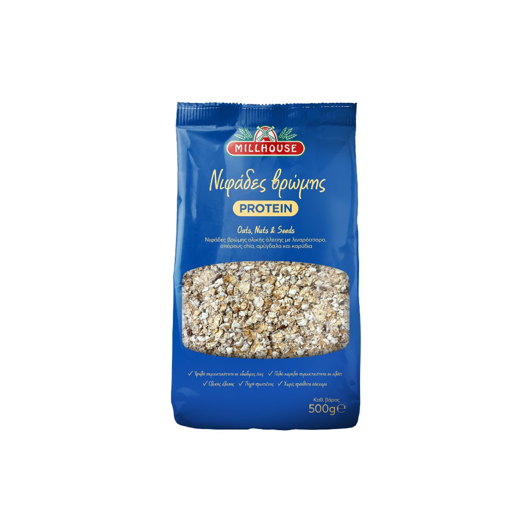MILLHOUSE ΝΙΦΑΔΕΣ ΒΡΩMΗΣ PROT.NUTS &SEEDS 500ΓΡ