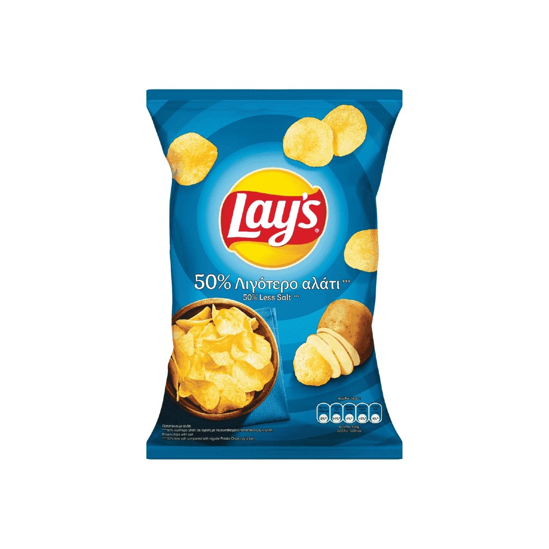 LAYS  CHIPS 50% ΛΙΓΟΤΕΡΟ ΑΛΑΤΙ 120ΓΡ
