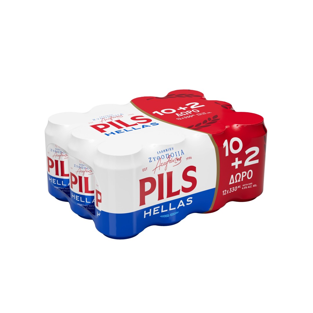PILS HELLAS ΜΠΥΡΑ ΚΟΥΤΙ  12*330ML (10+2)ΔΩΡΟ