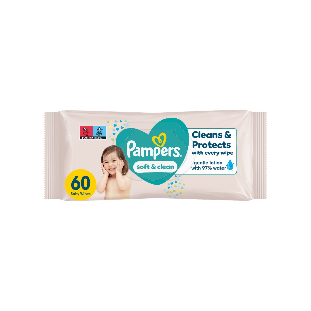 PAMPERS ΜΩΡΟΜΑΝΤΗΛΑ SOFT & CLEAN 60T