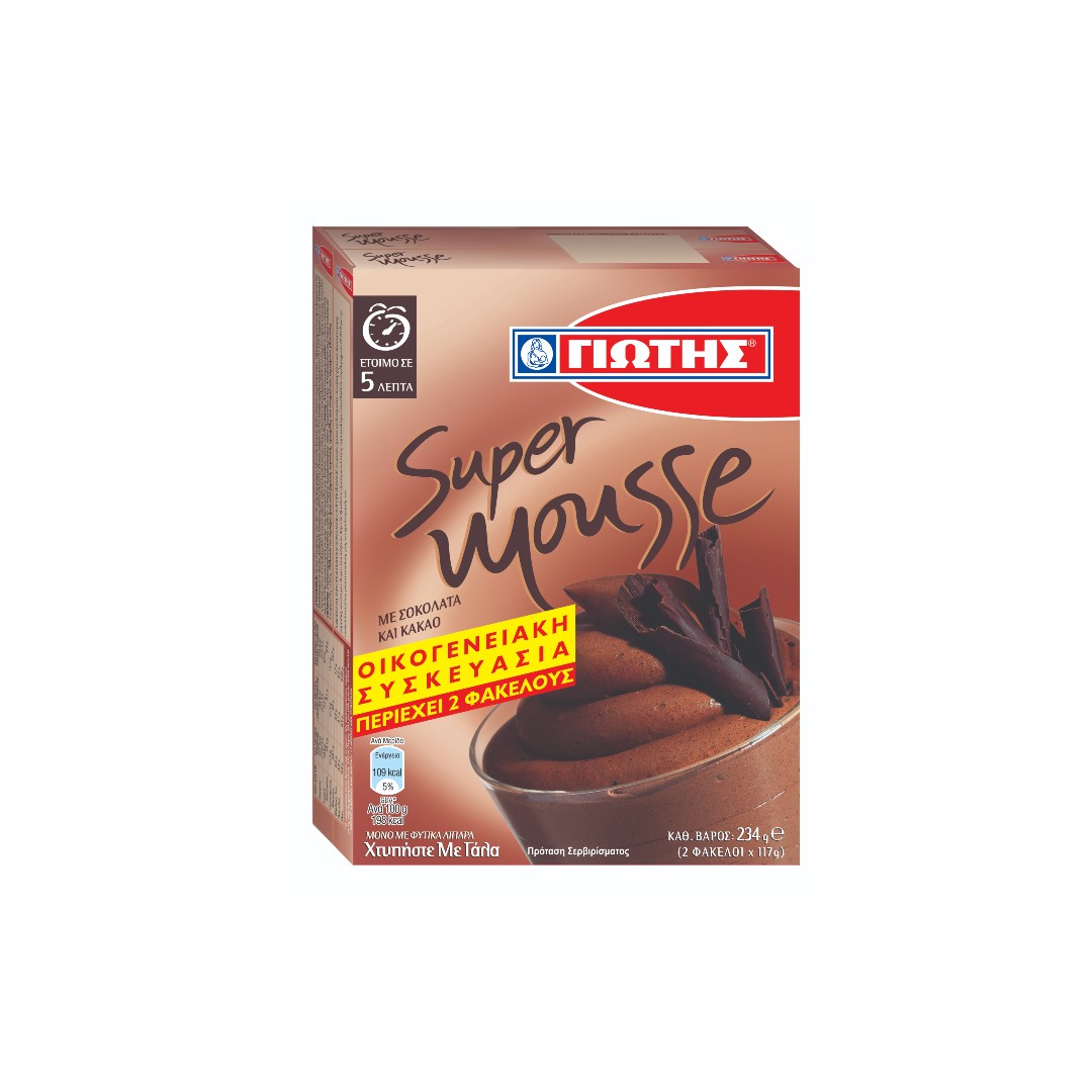 ΓΙΩΤΗΣ SUPER MOUSSE ΜΕ ΣΟΚΟΛΑΤΑ & ΚΑΚΑΟ 2*117ΓΡ.