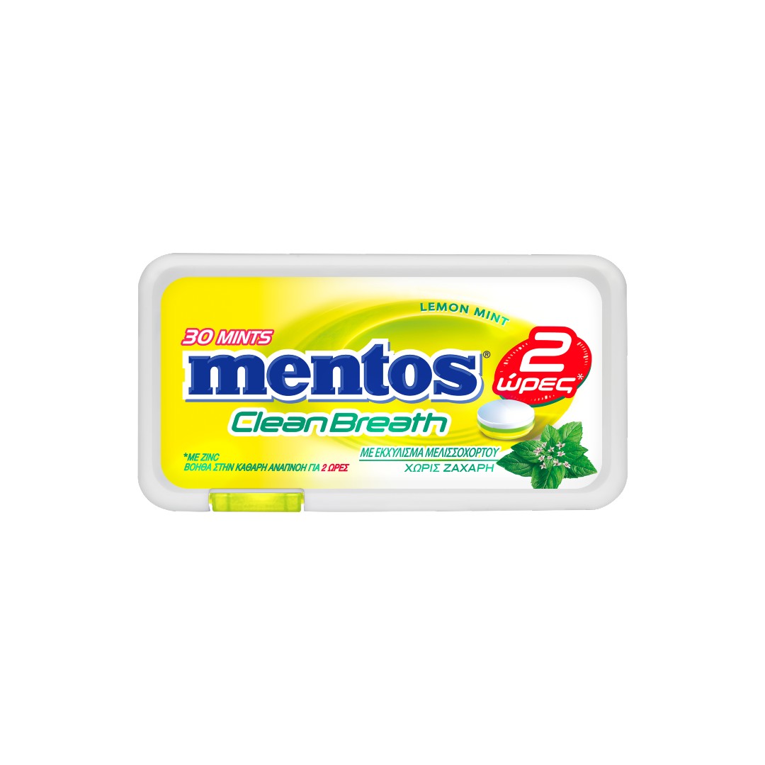MENTOS ΚΑΡΑΜΕΛΕΣ CLEAN BREATH LEMONMINT 30T