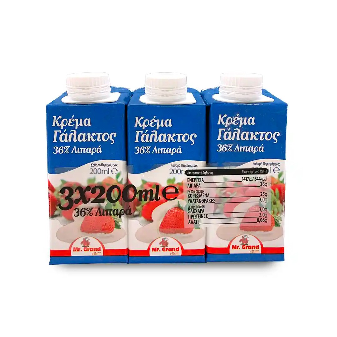 ΚΡΕΜΑ ΓΑΛΑΚΤΟΣ MR GRAND 36% 3x200ML