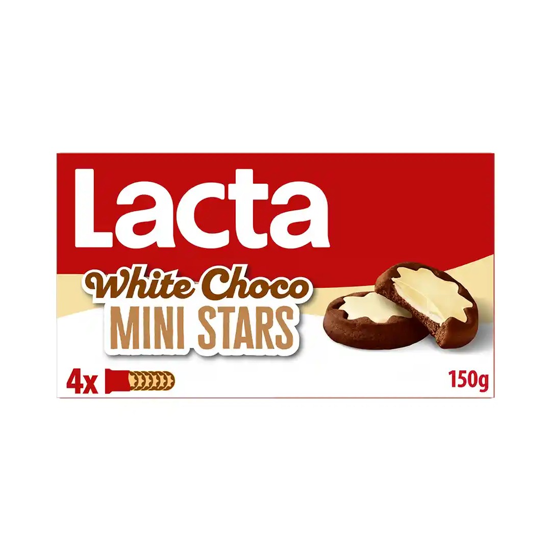 LACTA ΜΠΙΣΚΟΤΑ WHITE CHOCO MINI STARS 150ΓΡ