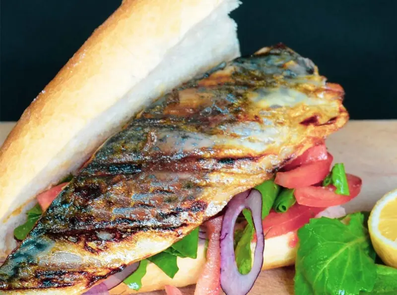 BBQ-Grillfisch Makrelen File Sanwich