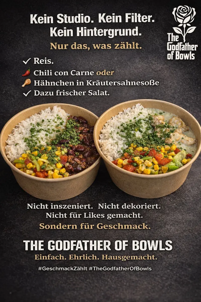 Basmati Bowls mit Hähnchen Kräuter Sauce oder Chili con Carne
