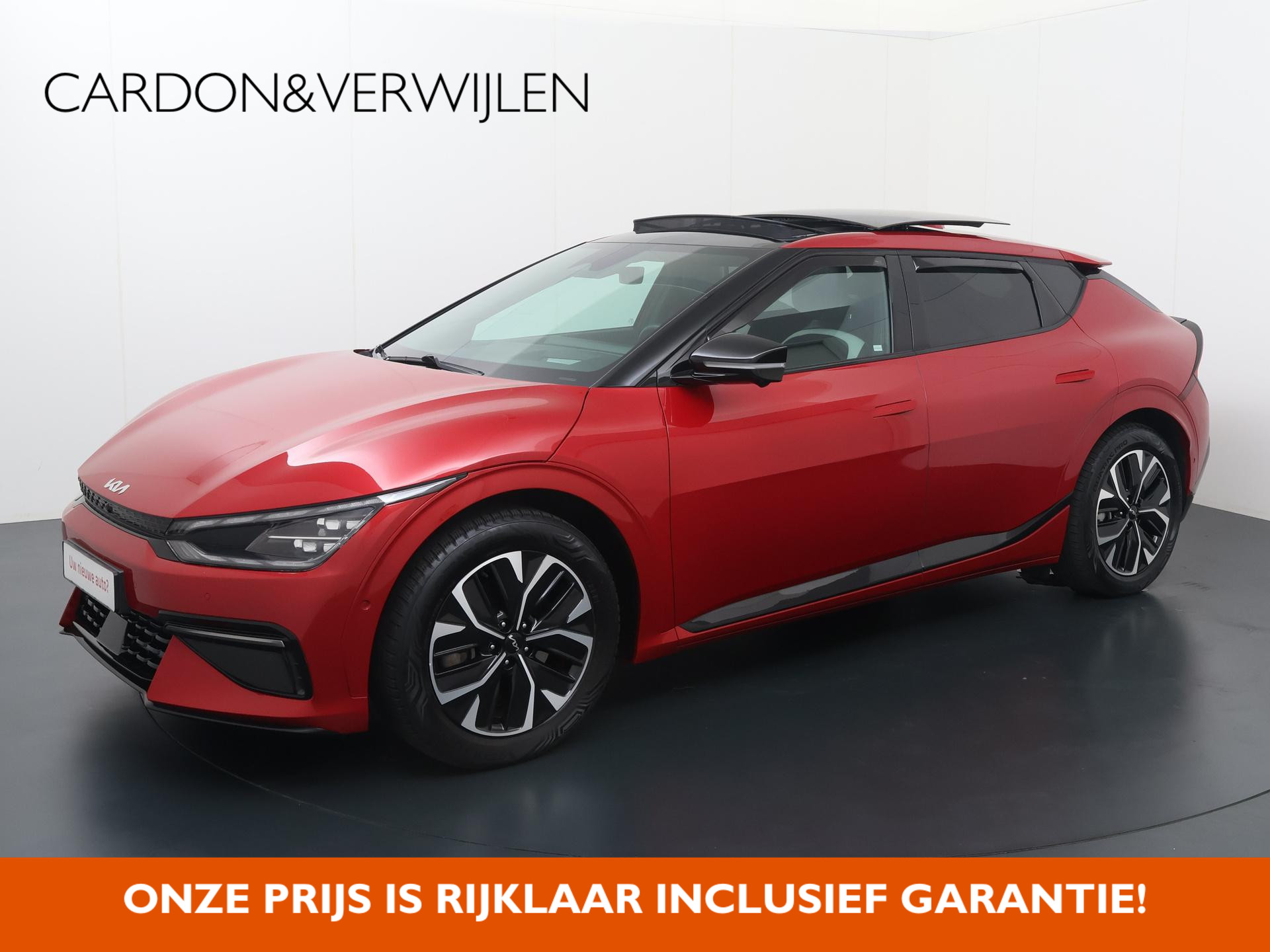 Kia EV6 GT-Line 77.4 kWh | SoH 100% | Panorama dak | Digitale cockpit | Automaat | Multifunctioneel stuurwiel | Cruise control | Laneassist | Flippers | Spraakbediening | Drivemode | Bluetooth | Navigatie | Apple Carplay - Androidauto | Dab+ | Kinderslot | Automatische achterklep | Inklapbare spiegels | Automatische verlichting | Climate | Stoel verwarming/Ventilatie | Stuurverwarming | Achteruitrijcamera + 360 camera | Autohold | Memoryseat | Meridian surround sound | Lm19'' | Trekhaak |