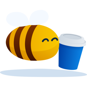 abeille avec tasse à café
