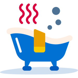 bain chaud bleu