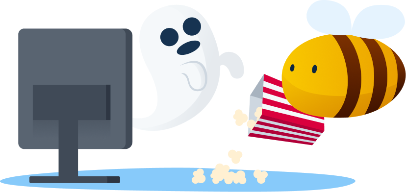 abeja y fantasma viendo pelicula
