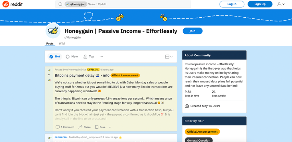 Honeygain on reddit