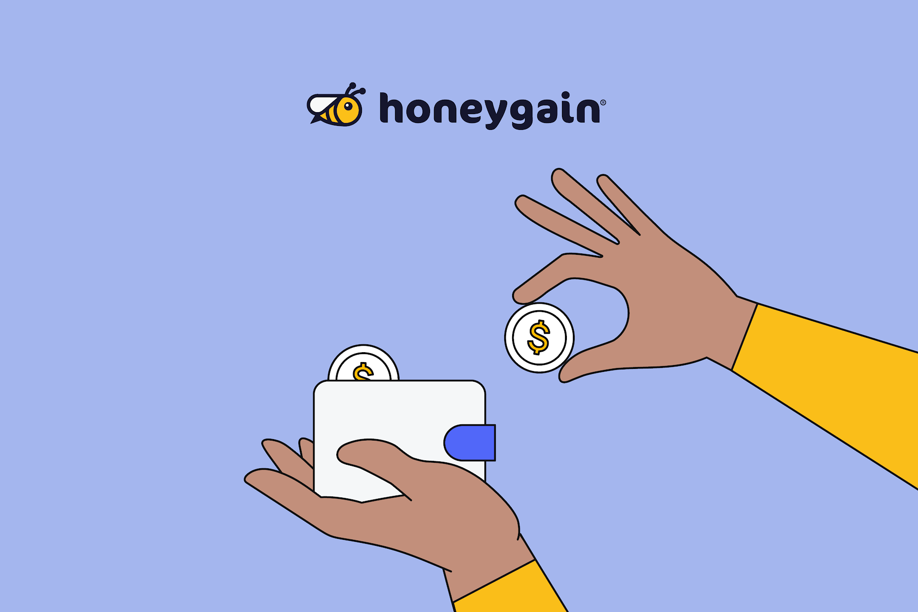 image showing a hand holding a wallet and another hand adding a coin in it