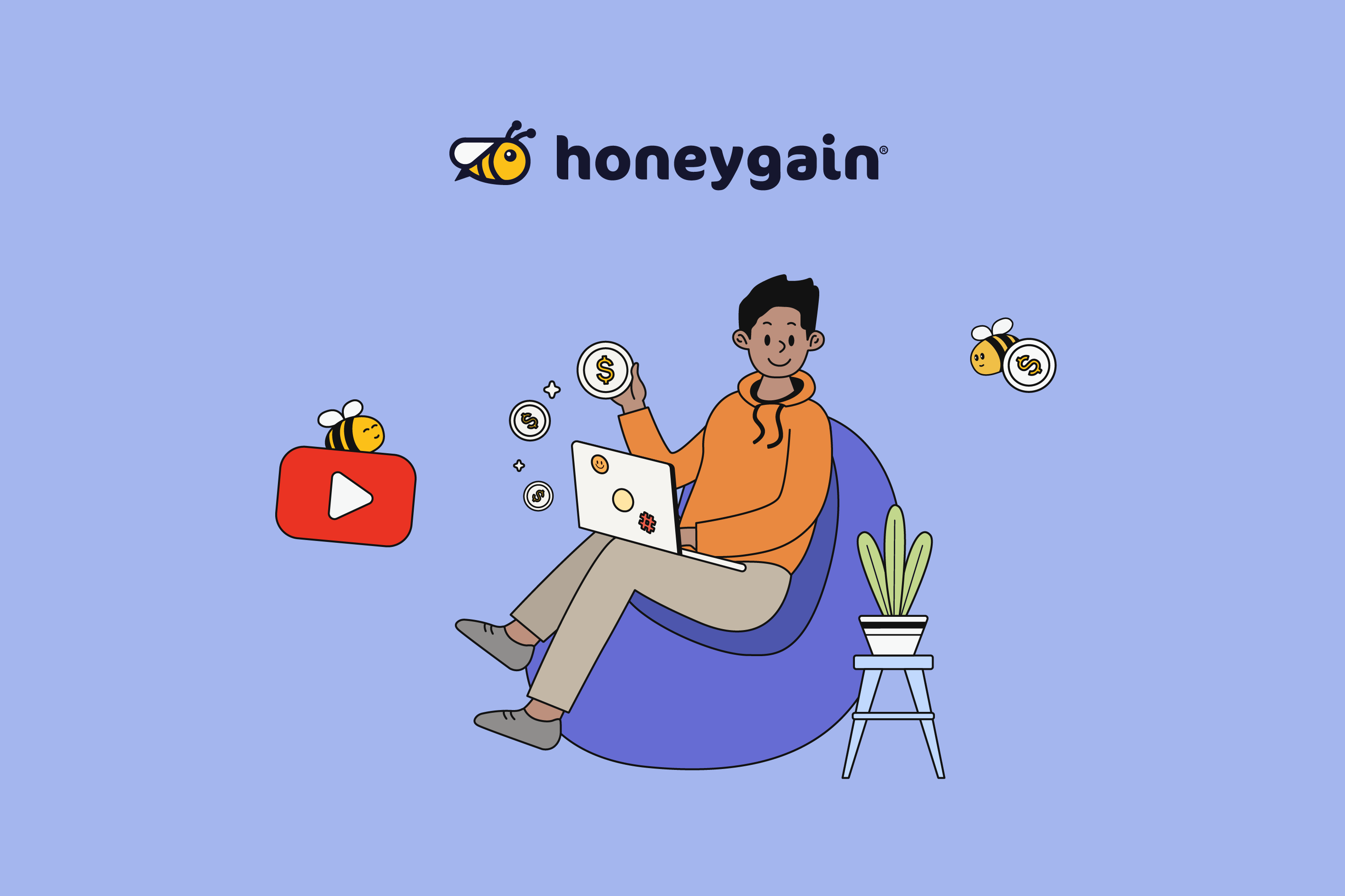 a man sitting on a bean bag