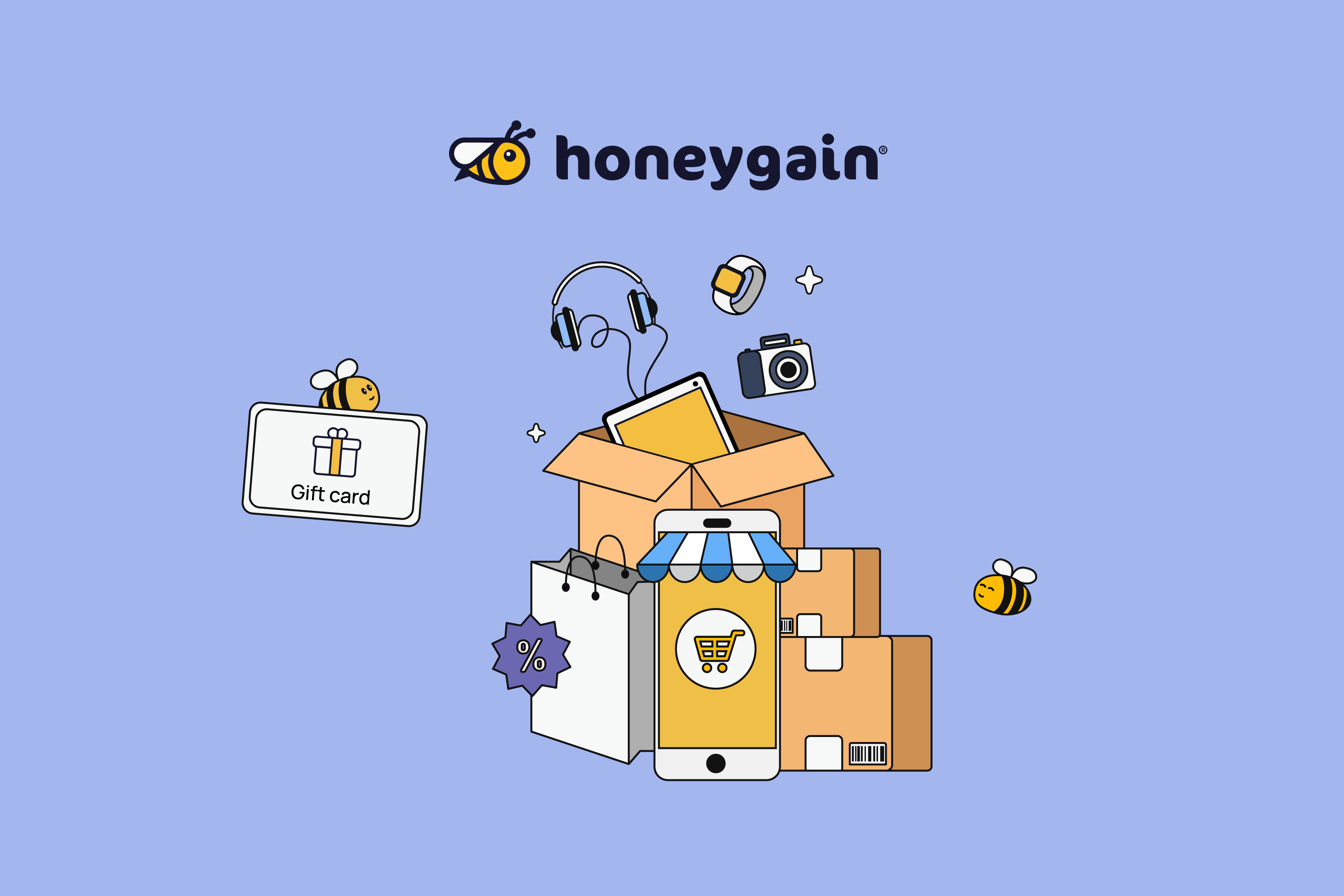 boxes, phone, shopping bags and gift card