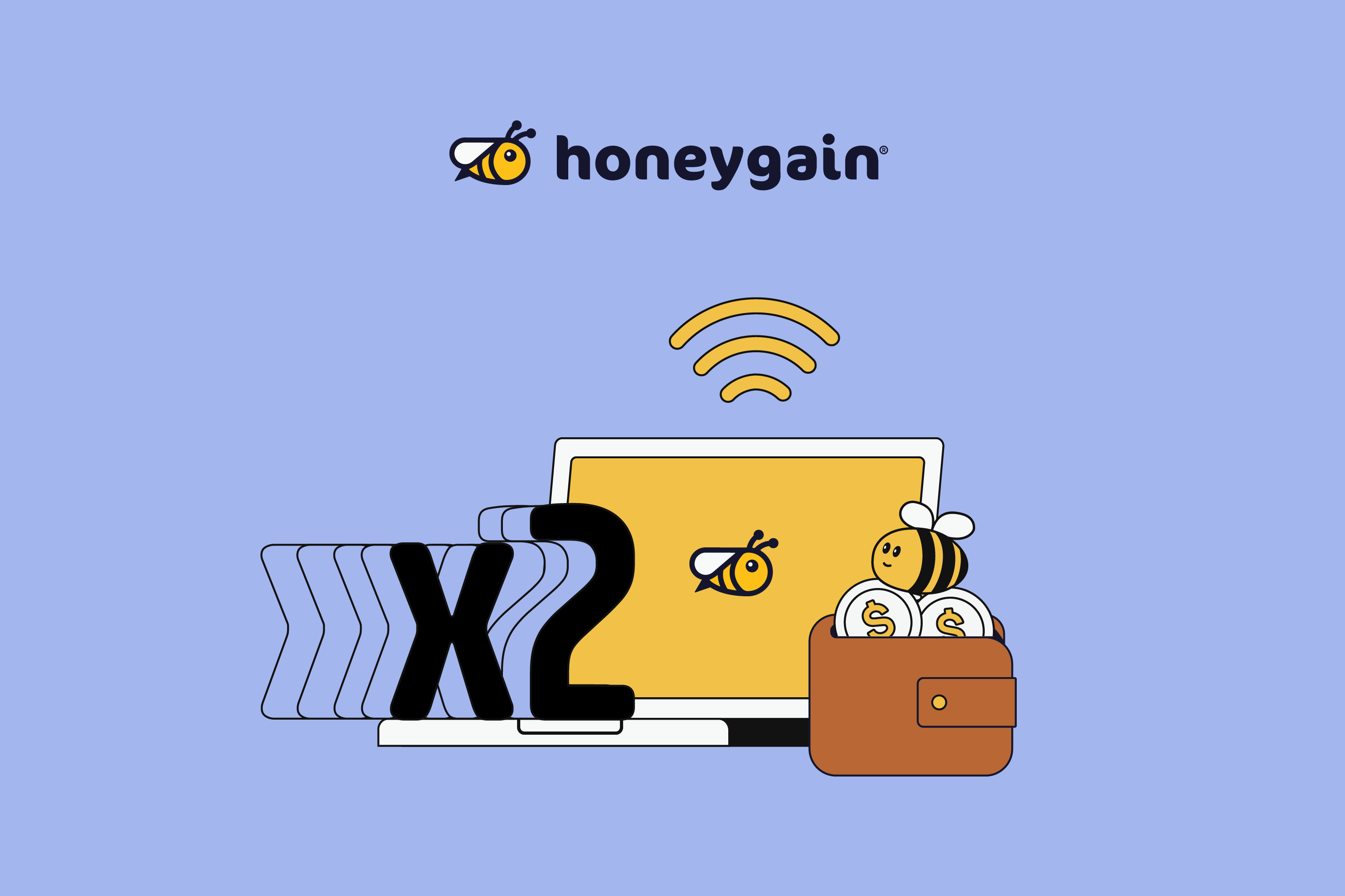 laptop and wallet with the bee