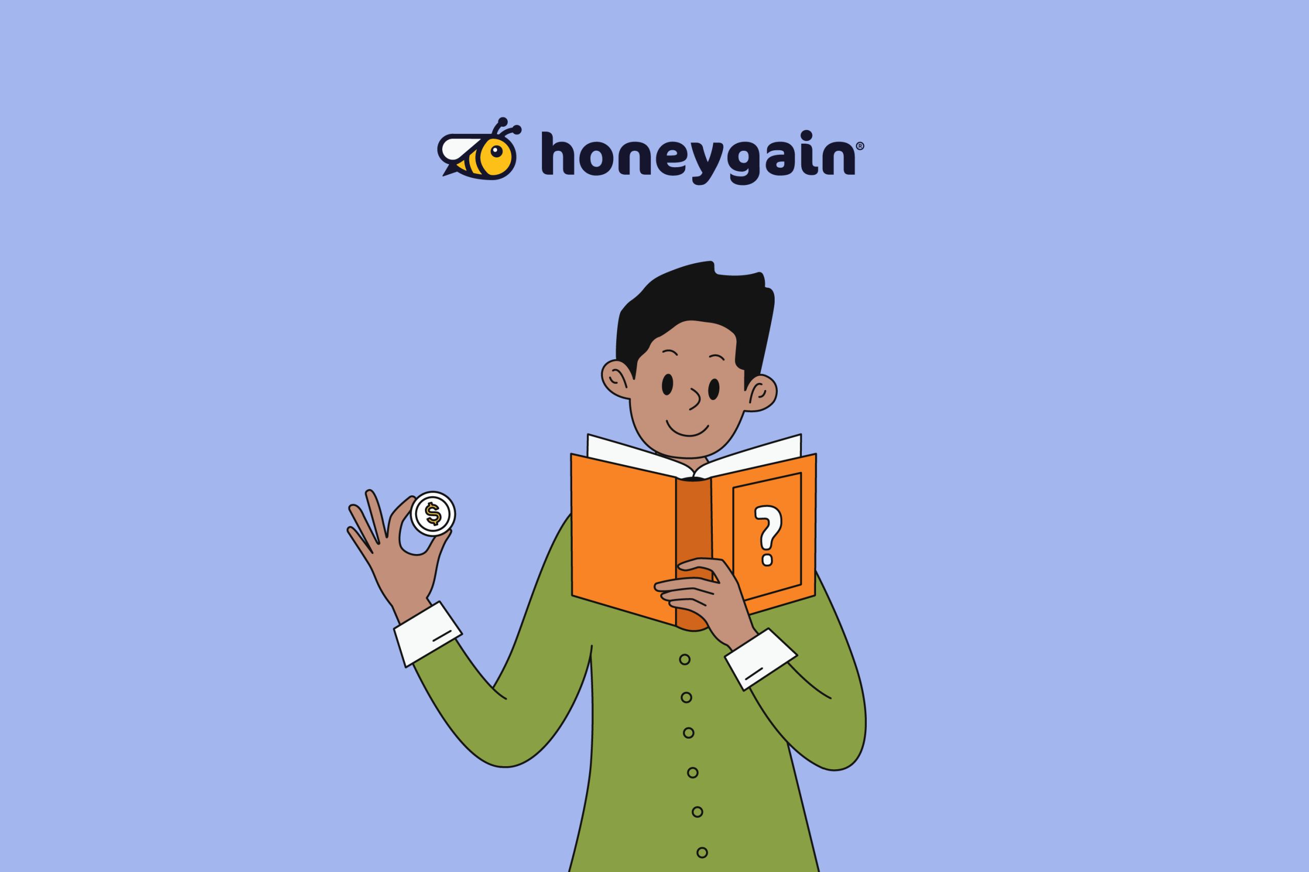 a person reading a book about bandwidth with a honeygain logo at top