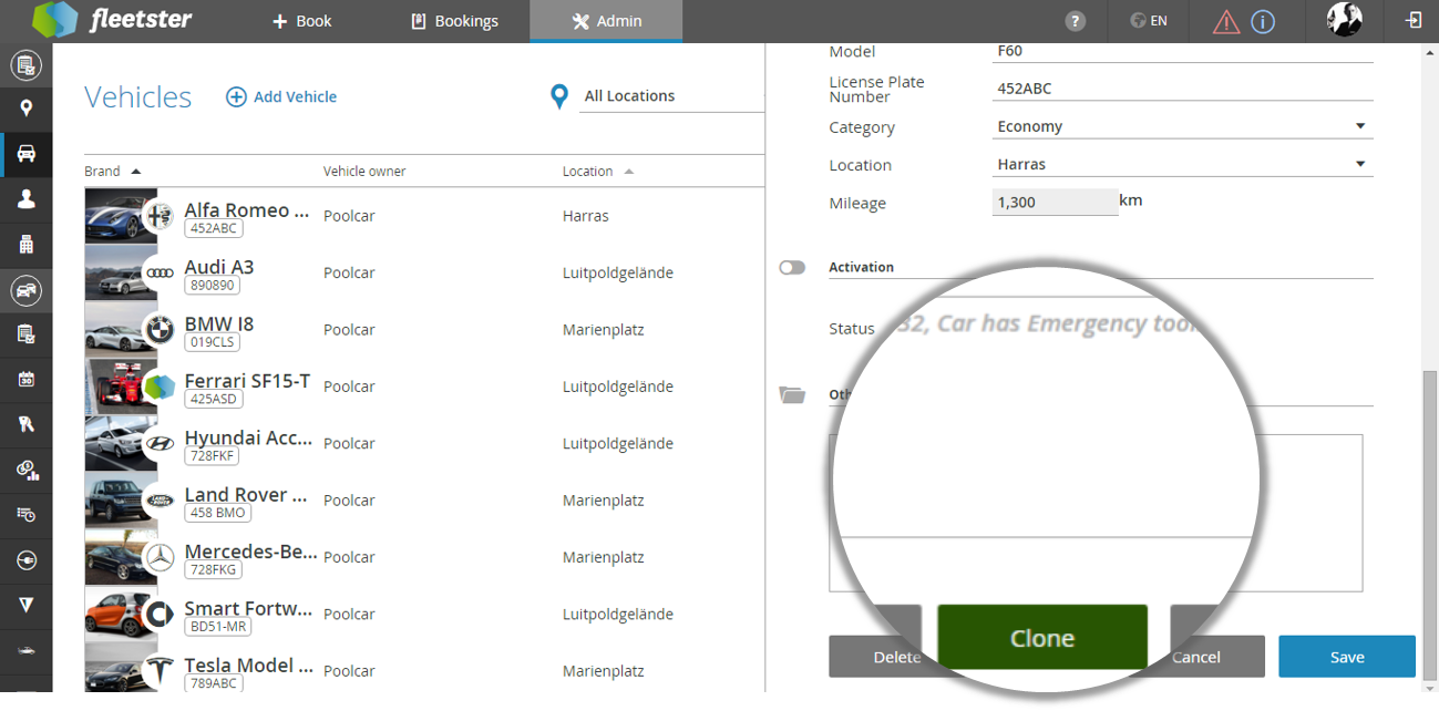 fleetster vehicle cloning