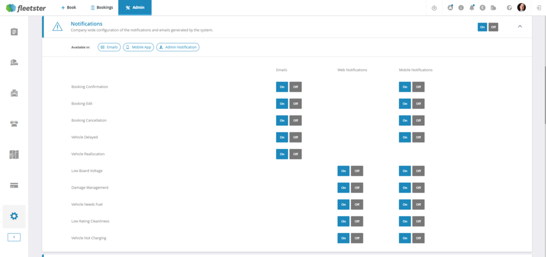 Notification system setting