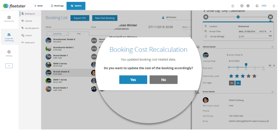 Update booking cost