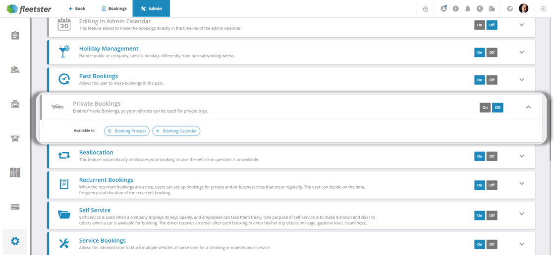 Private Booking Setting