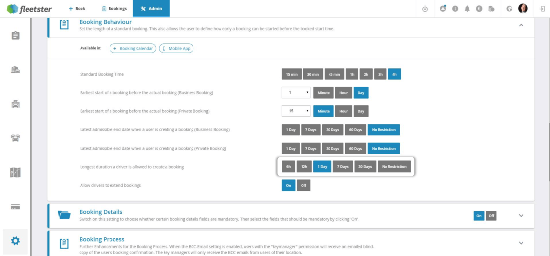 Restrict booking duration
