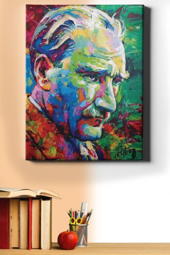 Sayılarla Boyama Seti Kasnaklı Atatürk Temalı Renkli Kanvas Tablo