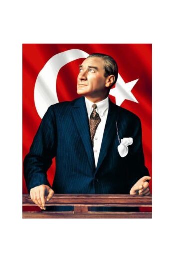 Atatürk ve Türk bayrağı temalı sayılarla boyama seti kasnaklı modelinin yakın çekim görseli