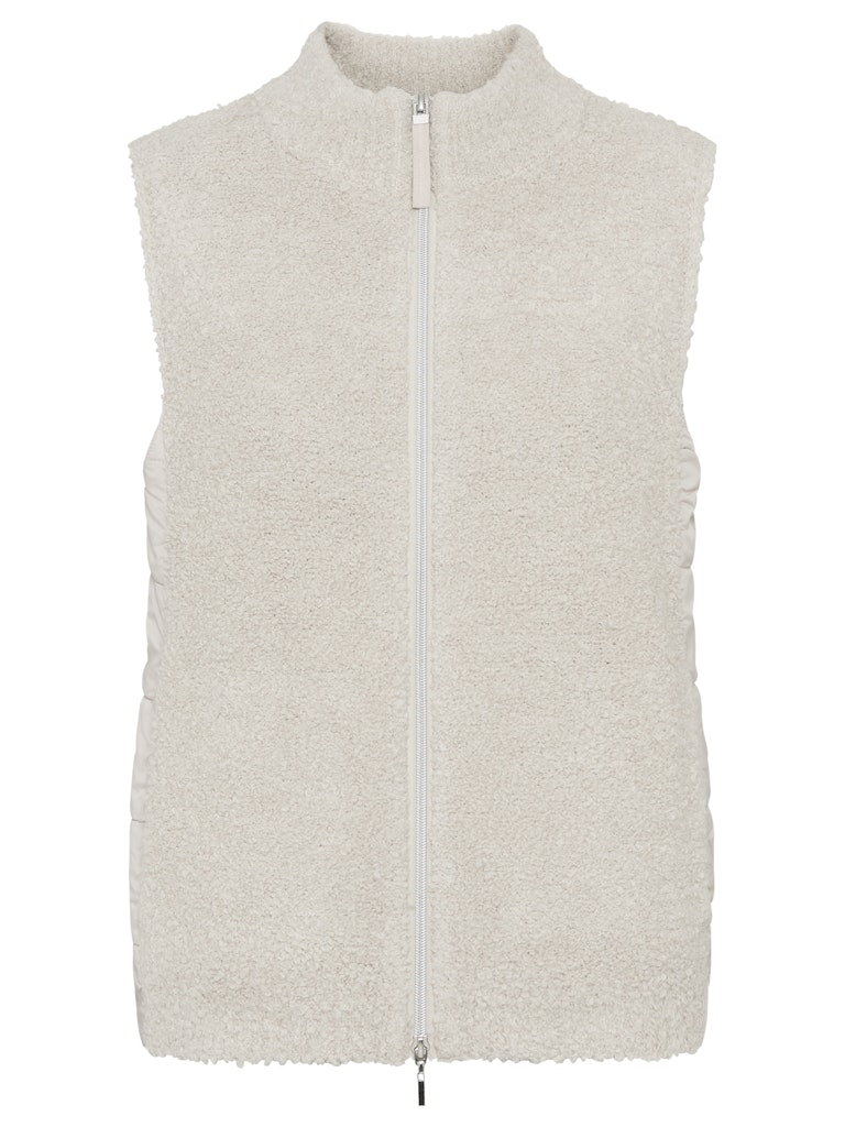 Weste im Material-Mix – mit Fell-Optik & Reißverschluss