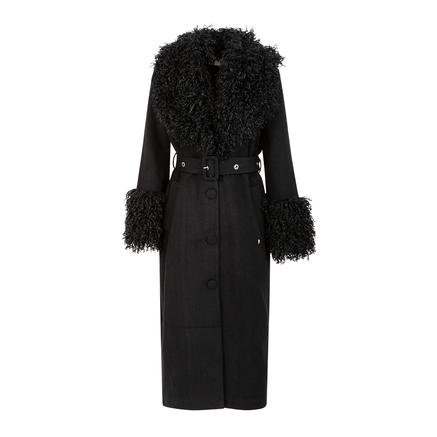 Weicher Mantel mit Pelzdetail