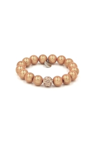 Perlenarmband White Peach mit Glitzerperle - 12 mm
