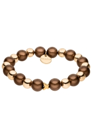 Perlenarmband mocca-mousse /gold - 10mm