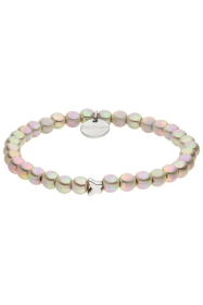 Perlenarmband hellgrau mit Schimmer - 6mm